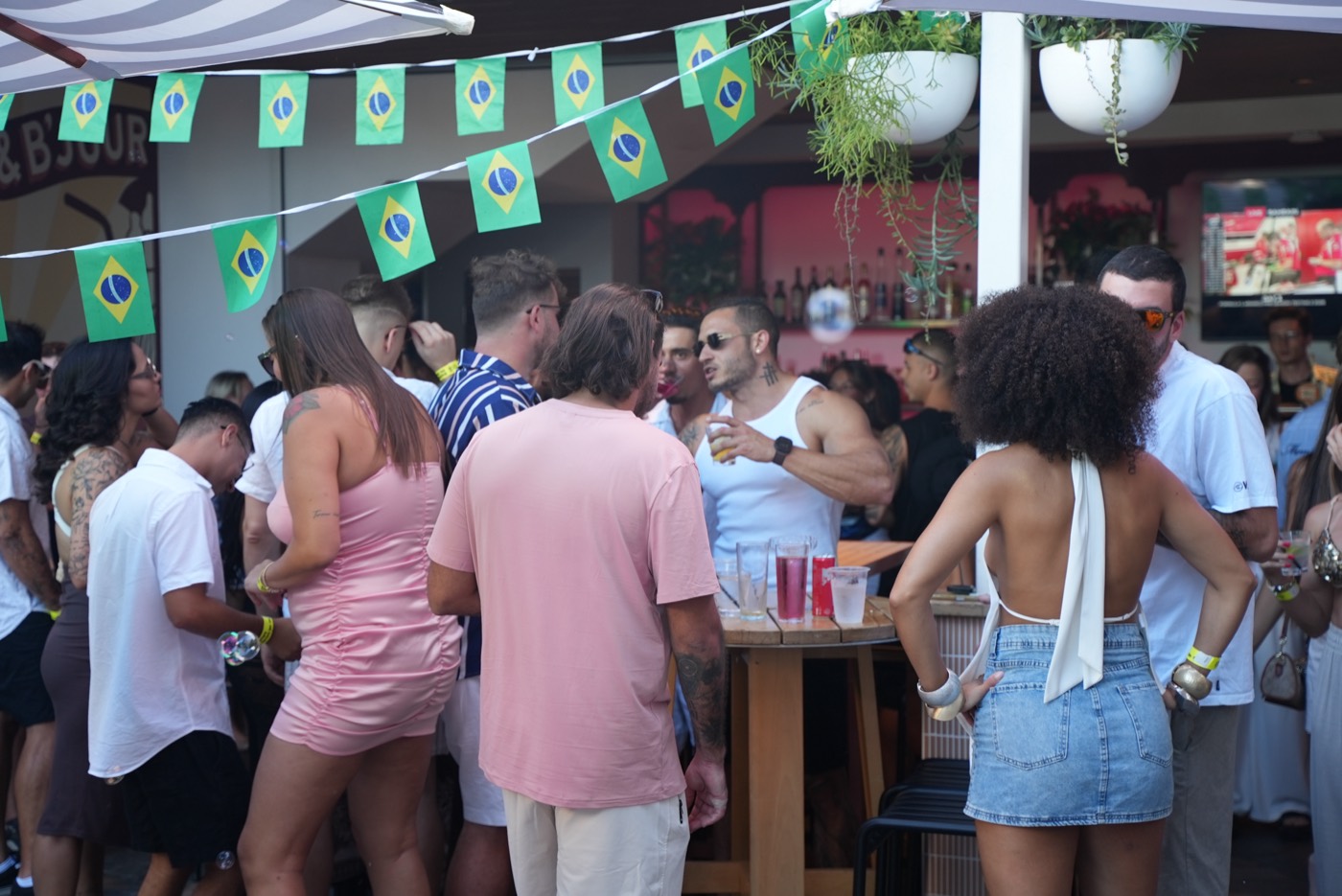 Crowd at the rooftop party