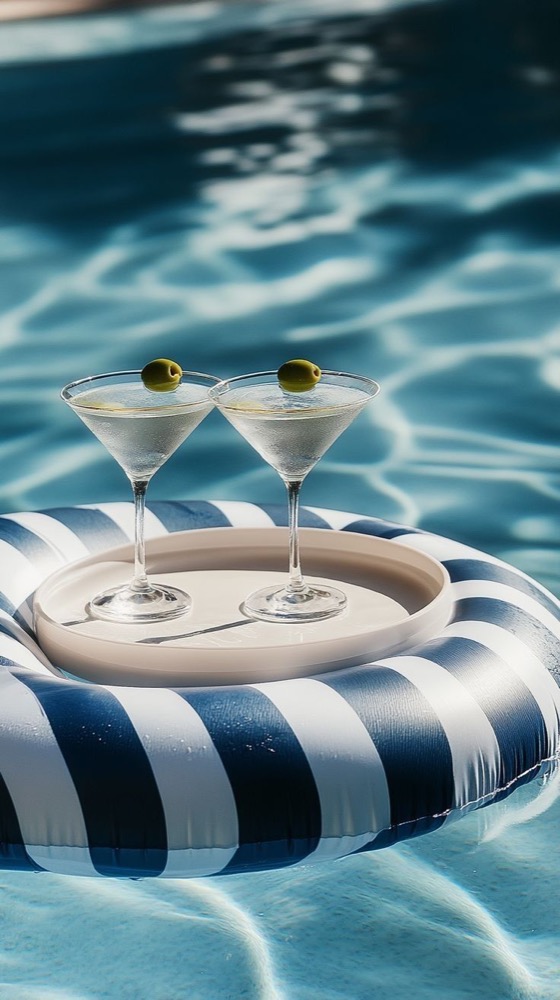 Martinis on a pool floatie